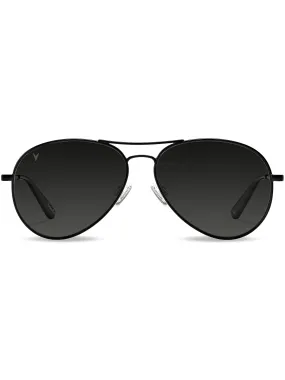 Vincero Men's The Aviator Matte Black Polarized Sustainable Sunglasses