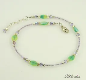 Violet Crystal Lavender Beaded Anklet