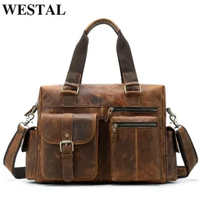Westal Men'S Travel Bags Genuine Leather Big/Weekend Bag Luggage Duffel Travel Bags Hand Luggage
